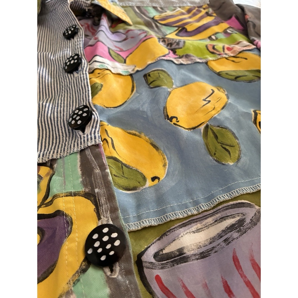 VTG 80s Encore By Silkscapes Hand Painted Tea Button Up Shacket Size M - Picture 9 of 12